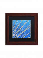 Geometry-Abstract Wooden Framed Wall Art Blue 11 x 11inch