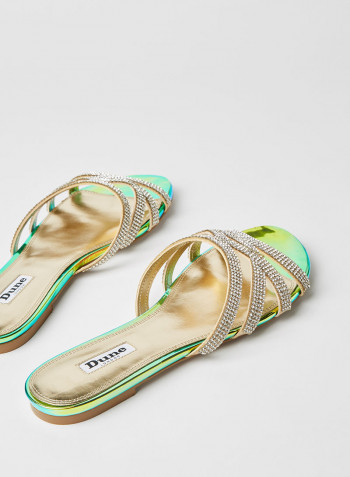 Noella Di Stone Pattern Slip-On Flat Sandals Multi
