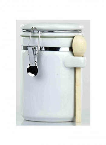 4-Piece Ceramic Canister Set With Spoon White