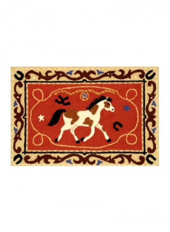Woolen Rug Brown/Red/Blue 22x34inch