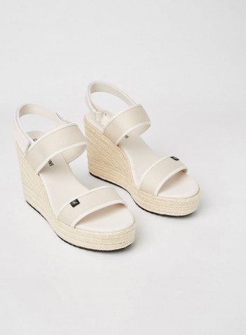 Sling Wedge Sandals White