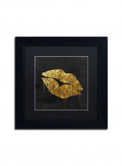 Gold Ornate Frameen Lips Framed Wall Art Black/Gold 11 x 11inch