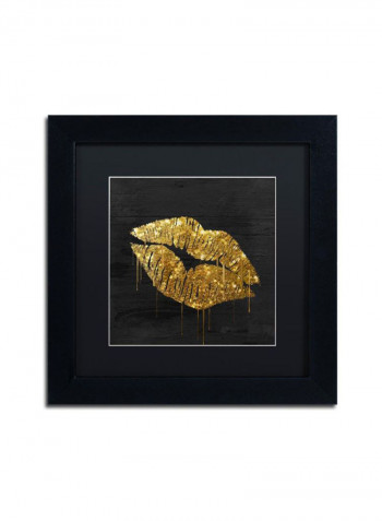 Gold Ornate Frameen Lips Framed Wall Art Black/Gold 11 x 11inch