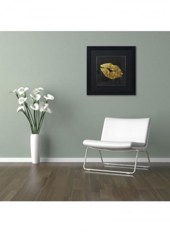 Gold Ornate Frameen Lips Framed Wall Art Black/Gold 11 x 11inch