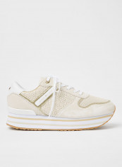 Logo Metallic Flatform Sneakers White Dove