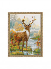 Counted Cross Stitch Kit Brown/Green/Yellow