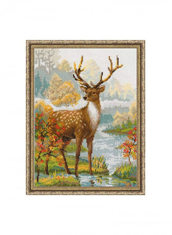Counted Cross Stitch Kit Brown/Green/Yellow