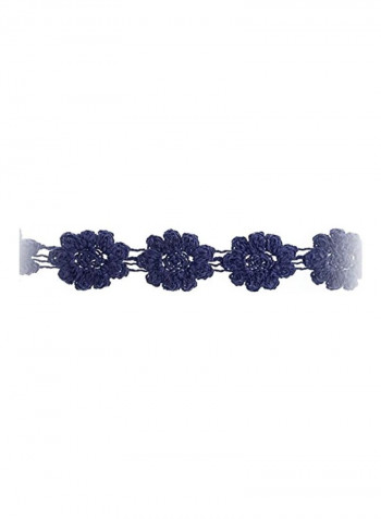 Crocheted Floral Trim Blue/Silver