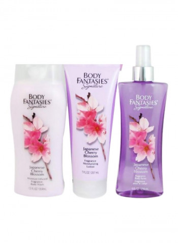 مجموعة عطر سيجنيتشر بخلاصة أزهار الكرز مناسبة كهدية، 3 قطع (Body Spray 8 Oz, Lotion 7 Oz, Body Wash 12 Oz)