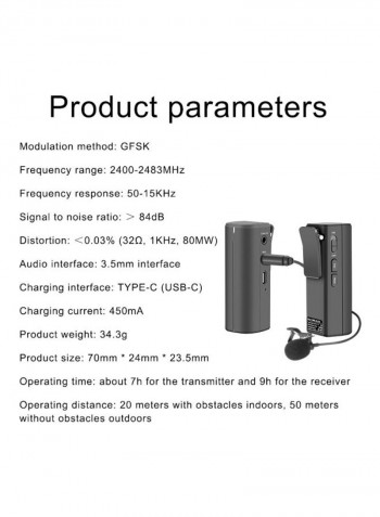 Portable Wireless Microphone LU-D8118 Black
