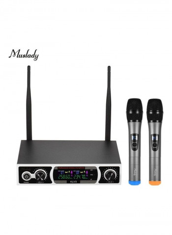 Wireless Microphone Set With 1 Receiver 2 Handheld Mic