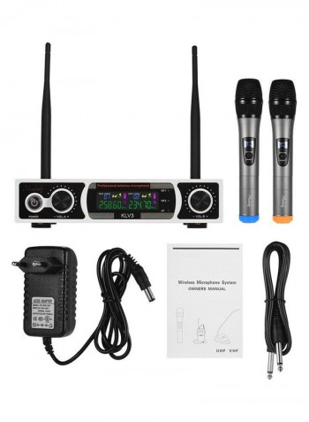 Wireless Microphone Set With 1 Receiver 2 Handheld Mic