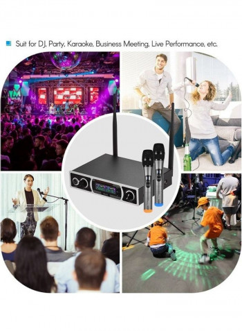 Wireless Microphone Set With 1 Receiver 2 Handheld Mic