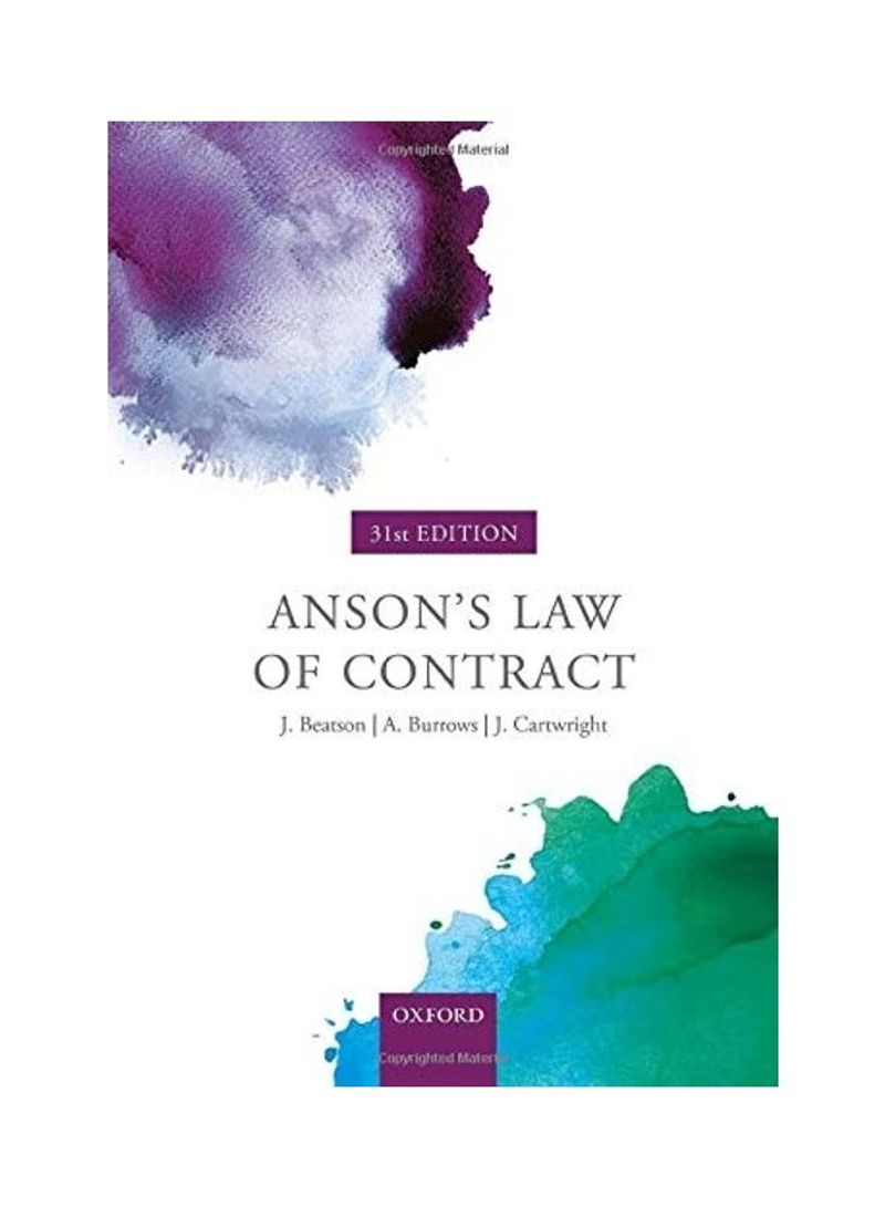 Anson's Law Of Contract Paperback