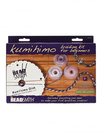 Kumihimo Starter Kit Purple/Silver/Clear