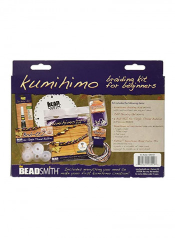 Kumihimo Starter Kit Purple/Silver/Clear