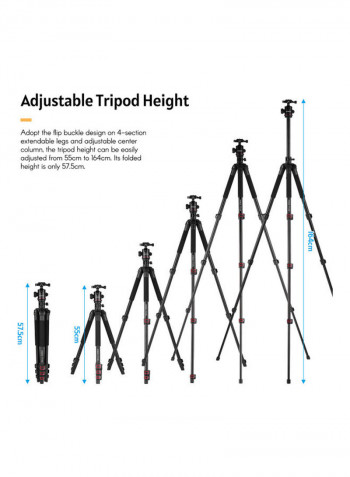 4 Section Extendable Aluminum Alloy Camera Video Tripod black