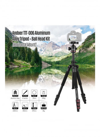 4 Section Extendable Aluminum Alloy Camera Video Tripod black