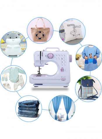 Portable Electric Sewing Machine With Foot Pedal H37650US-su White/Purple