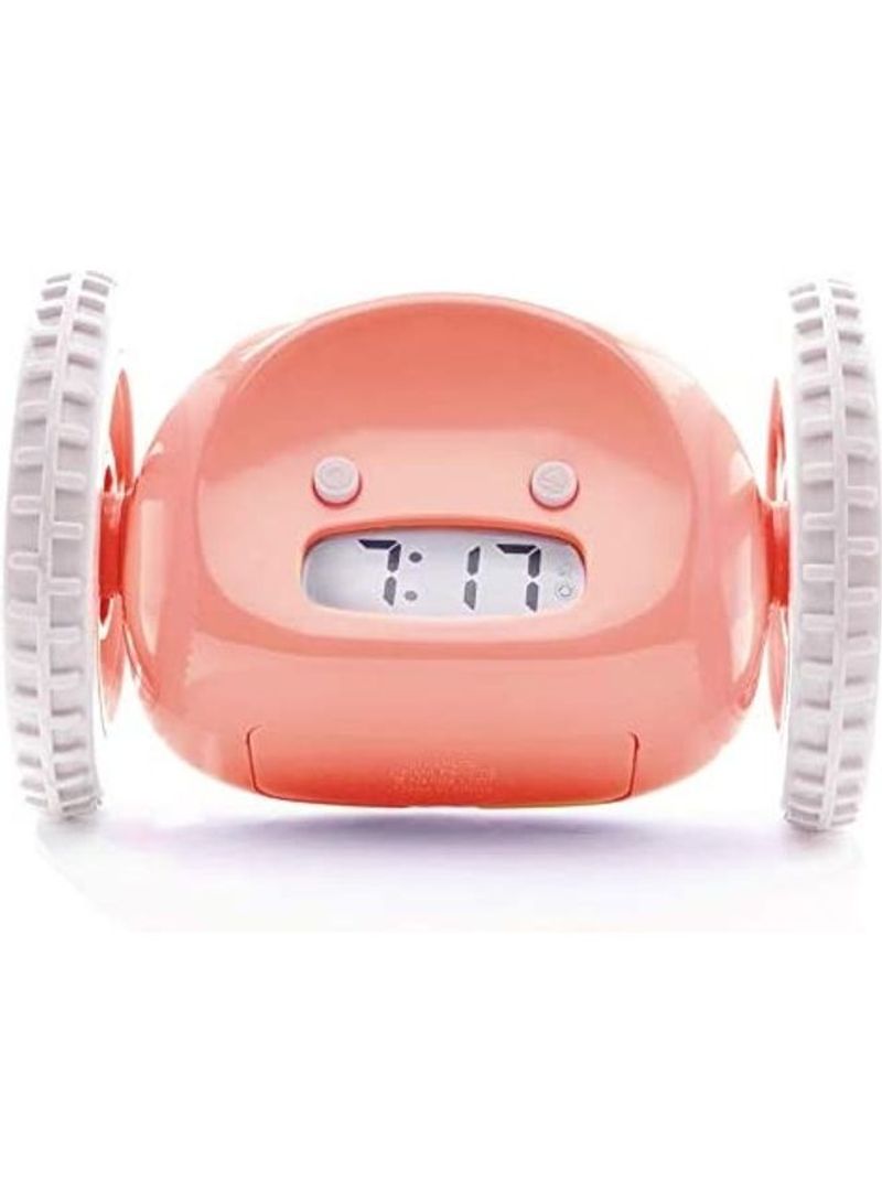 Alarm Clock On Wheels Extra Loud For Kid Pink/White 5.25inch