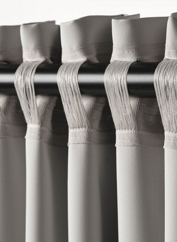 2-Piece Window Curtain Set Grey 145x300centimeter