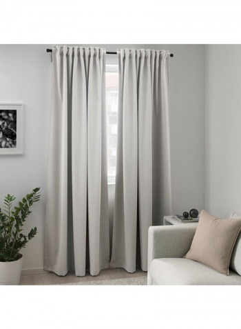 2-Piece Window Curtain Set Grey 145x300centimeter