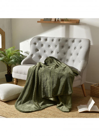 Soft Comfortable Knitting Blanket Cotton Green 200x230centimeter