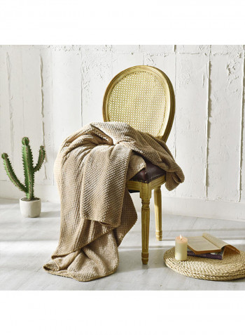 Soft Warm Knitting Throw Blanket Cotton Beige 200x230centimeter