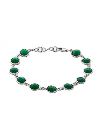 25 Carat 925 Sterling Silver Onyx Studded Checkerboard Cut Tennis Bracelet