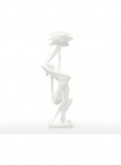 3D Printed Woman With Flower Sculpture White 12 x 11 x 35cm