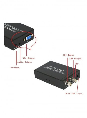 3G SDI To VGA Scaler Converter Black