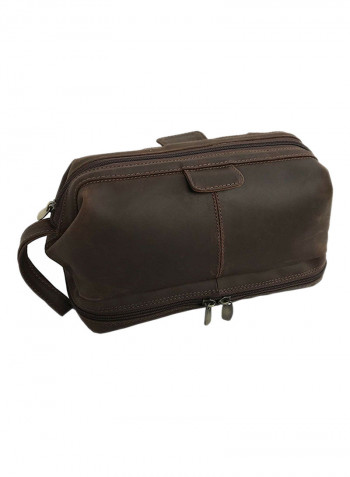 Leather Toiletry Bag Brown