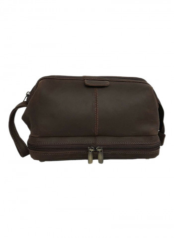 Leather Toiletry Bag Brown