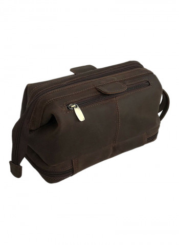 Leather Toiletry Bag Brown