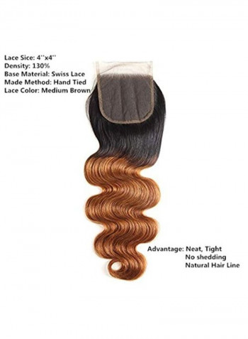 Straight Brazilian Virgin Human Hair Closure Multicolour 2X1.02X0.98inch