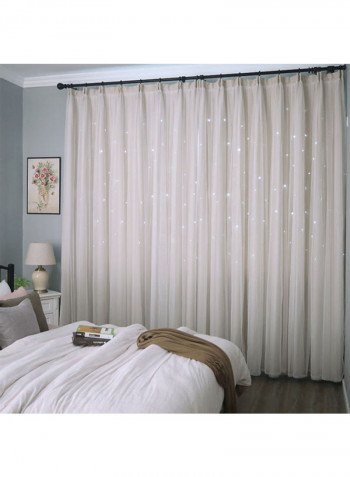 2-Piece Stars Shading Window Curtain Beige