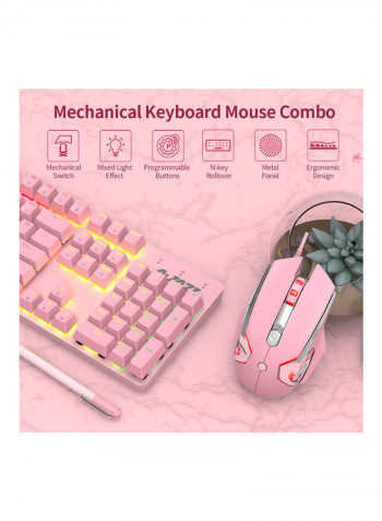 Wired Gaming Keyboard And Mouse Set Pink