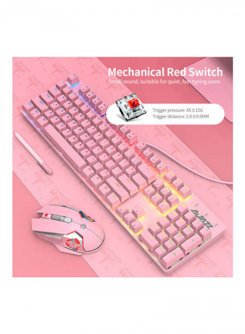 Wired Gaming Keyboard And Mouse Set Pink