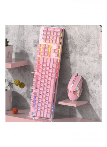 Wired Gaming Keyboard And Mouse Set Pink