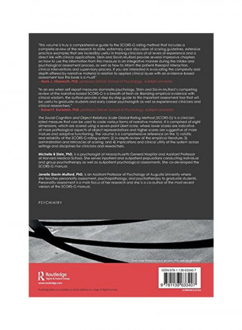 The Social Cognition And Object Relations Scale-Global Rating Method (Scors-G) Paperback