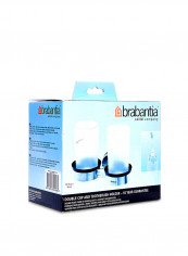Double Cup And Toothbrush Holder Silver/Black 9.8x18.5x15.2centimeter