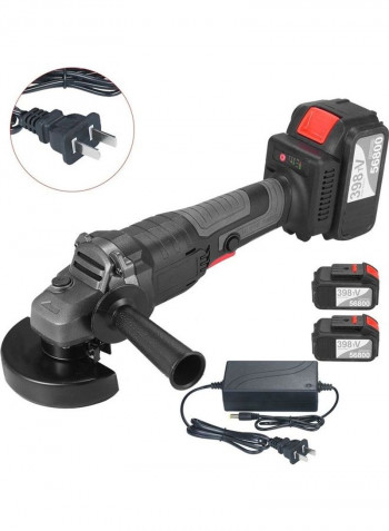 21V Brushless Angle Metal Cutter Grinder Machine with Two Batteries and Adaptor Set Black/Red