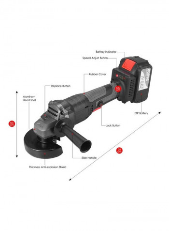 21V Brushless Angle Metal Cutter Grinder Machine with Two Batteries and Adaptor Set Black/Red