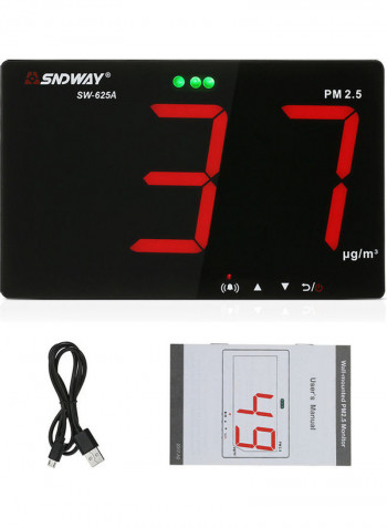 Wall Mounted Air Inspection Detector With Dust Monitor Black 23cm