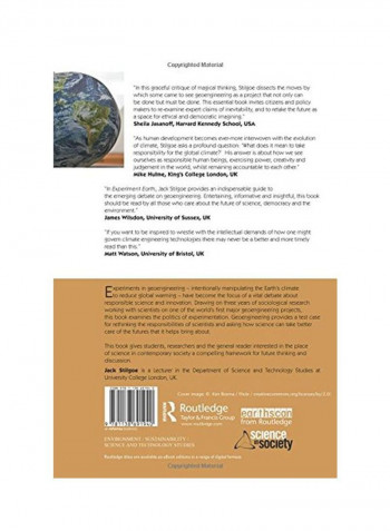Experiment Earth: Responsible Innovation In Geoengineering Paperback