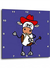 Funny Cowboy Printed Wall Clock Multicolour 13x13x0.1inch