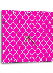 Geometric Clover Lattice Printed Analog Wall Clock Pink/White 13x13x0.1inch