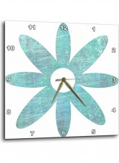 Teal Grunge Flower Floral Art Wall Clock Blue 13x13inch