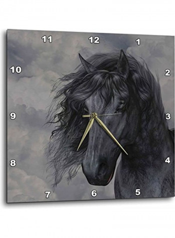 A Frisian Horse In A Cloudy Sky Wall Clock Multicolour 13x13inch
