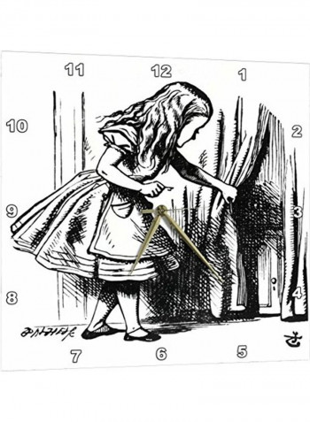 Alice In Wonderland Key Opening The Door Wall Clock Multicolour 13x13inch